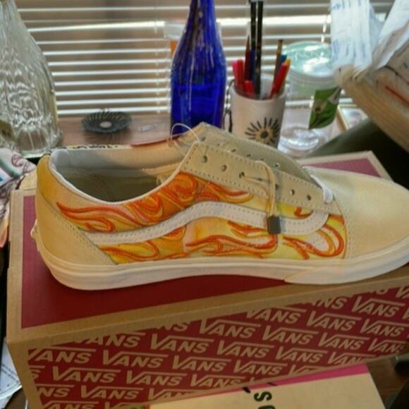 Vans Old Skool Bandana Flame Beige Orange size 8.5 - Picture 8 of 12